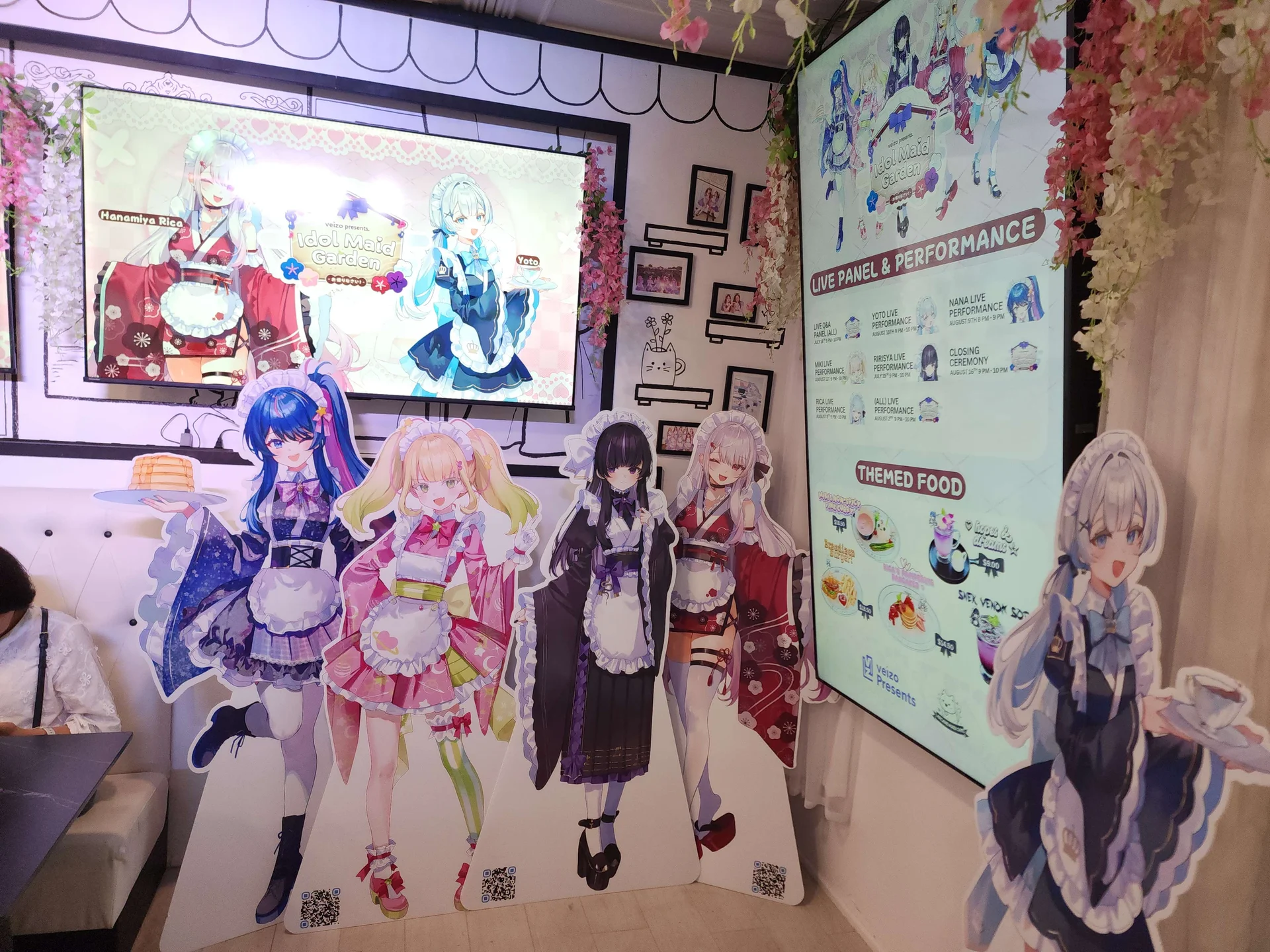 Cardboard cutouts and cute food menu